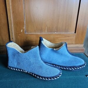 Quoddy Blue Moccasins with Cream Lining